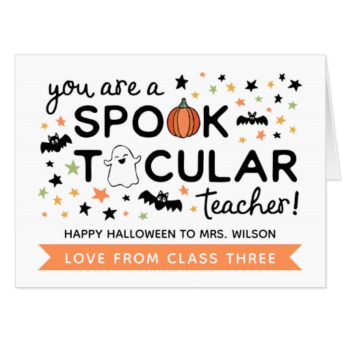 Cute Spooktacular Teacher Happy Halloween Big Card