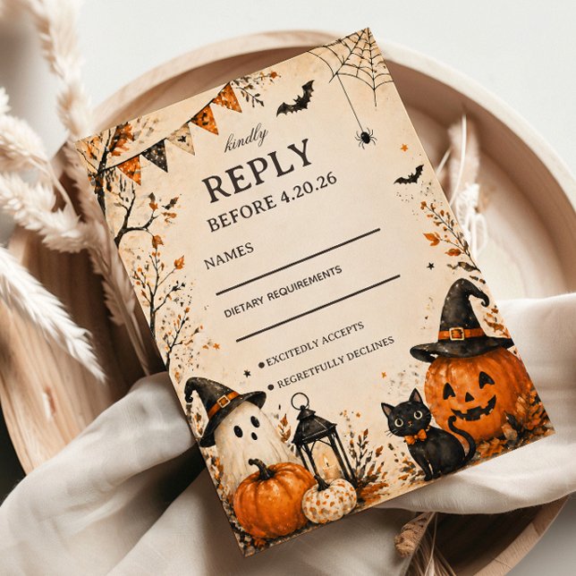 Cute Spooky Autumn Guest RSVP Card (Creator Uploaded)