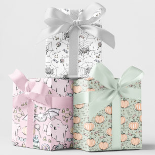 Cute Spooky Baby Halloween October Birthday Wrapping Paper Sheets