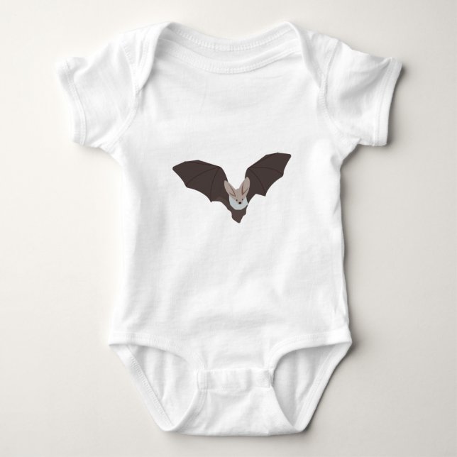 Cute Spooky Bat Illustration Baby Bodysuit (Front)