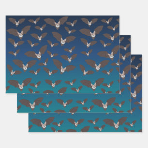 Cute Spooky Bat Pattern Wrapping Paper Sheets