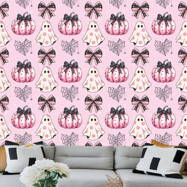 Cute Spooky BLACK AND PINK PUMPKIN AND GHOST  Wallpaper (Creator Uploaded)
