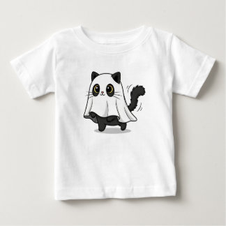 Cute Spooky Black Cat and Ghostly Disguise Baby T-Shirt