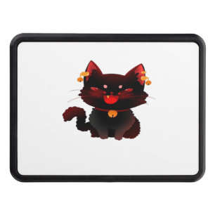 Cute Spooky Black Cat with Bells Classic T-Shirt Hitch Cover