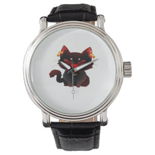 Cute Spooky Black Cat with Bells Classic T-Shirt Watch