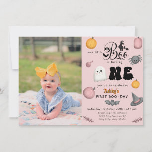 Cute Spooky Boo 1st birthday Invitation
