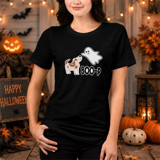 Cute Spooky Boo Pup Halloween Tri-Blend Shirt
