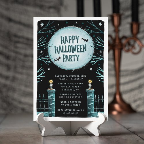 Cute  Spooky Cemetery Happy Halloween Party Invitation