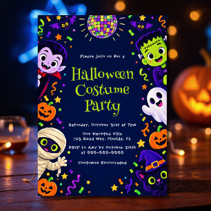Cute Spooky Colorful Kids Halloween Costume Party Invitation