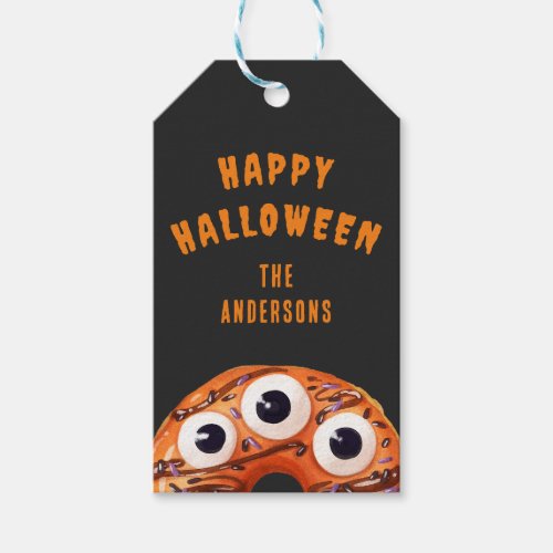 Cute Spooky Cookie Halloween Orange Black Gift Tag