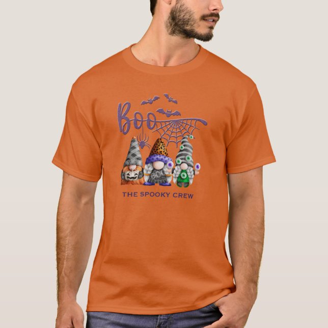 Cute Spooky Crew Halloween Gnomes  T-Shirt (Front)