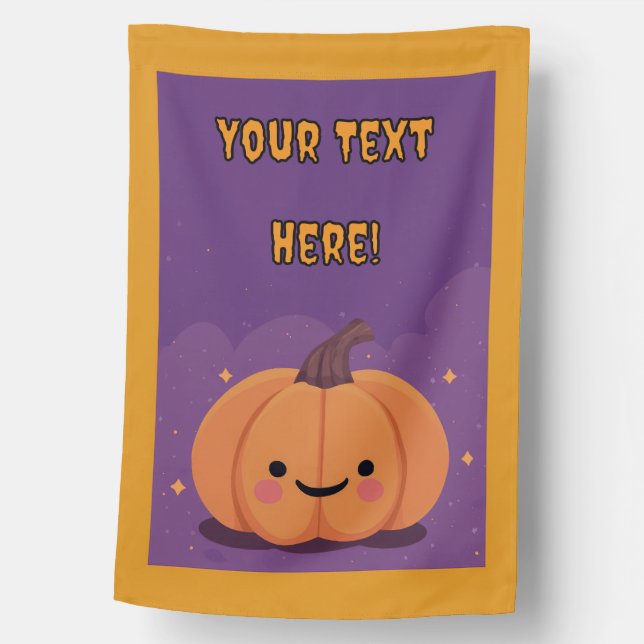 Cute & Spooky Customizable Jack-O-Lantern Flag (Front)