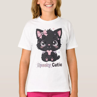 Cute Spooky Cutie Goth Cat Girls T-Shirt - Kawaii