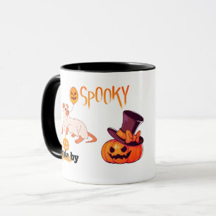 Cute Spooky Dog Ghost & Pumpkin Halloween Design – Mug
