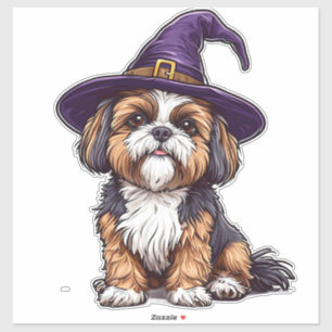 Cute Spooky Dog With Magic Hat Halloween Theme Sticker