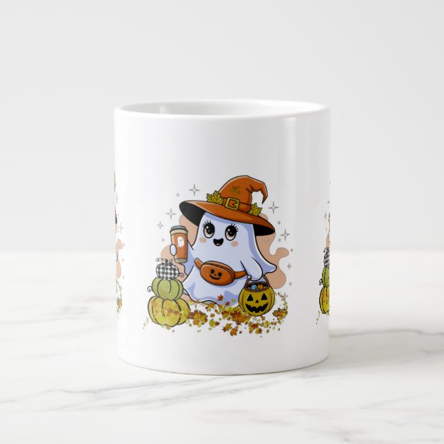 Cute Spooky Drinking Coffee Specialty Mug (Front)