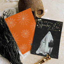 Cute Spooky Era Photo Halloween Foil Holiday Card