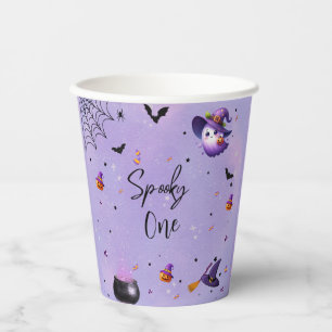 Cute Spooky First Birthday Halloween Party Purple Paper Cups