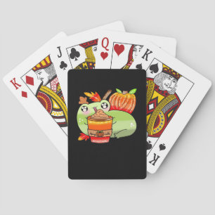 Cute Spooky Frog Pumpkin Spice Latte Season Poker Cards
