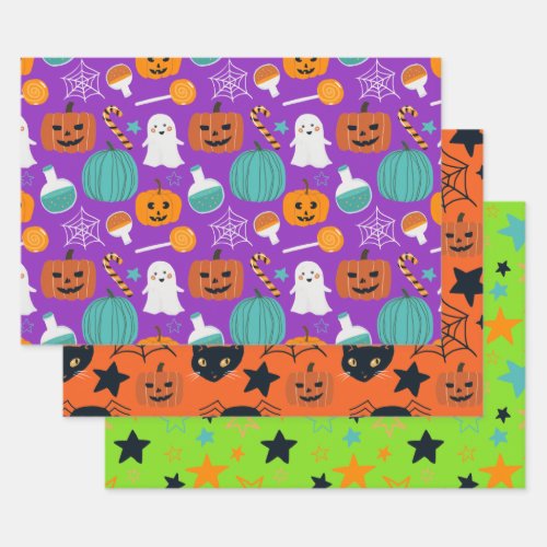 Cute Spooky Fun Halloween Pattern for kids Wrapping Paper Sheets