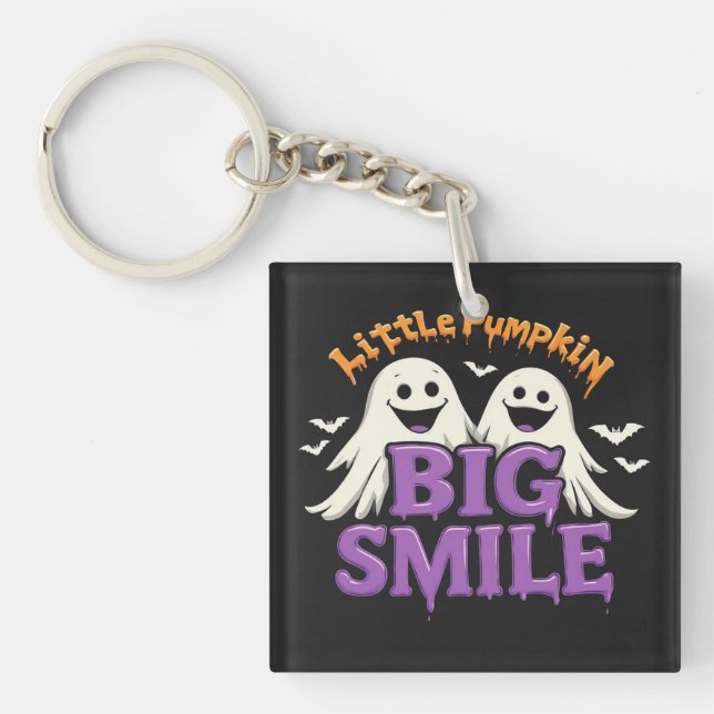 👻🦇 Cute Spooky Ghost Bat Halloween Charm Vibes🧡 Keychain (Front)