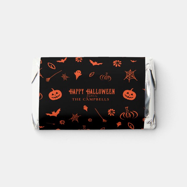 Cute Spooky Ghost Black Orange Halloween Hershey's Miniatures (Front)