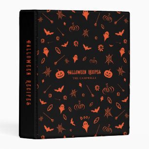 Cute Spooky Ghost Black Orange Halloween Recipe Mini Binder