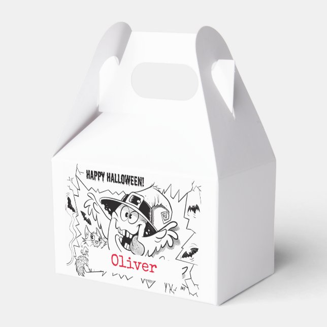 Cute spooky ghost cartoon children custom favor boxes (Front Side)