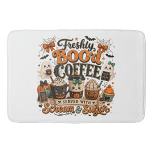 Cute Spooky Ghost Coffee Lover Halloween Bath Mat