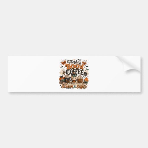 Cute Spooky Ghost Coffee Lover Halloween Bumper Sticker