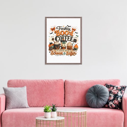 Cute Spooky Ghost Coffee Lover Halloween Canvas Print