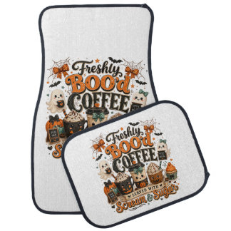Cute Spooky Ghost Coffee Lover Halloween Car Floor Mat