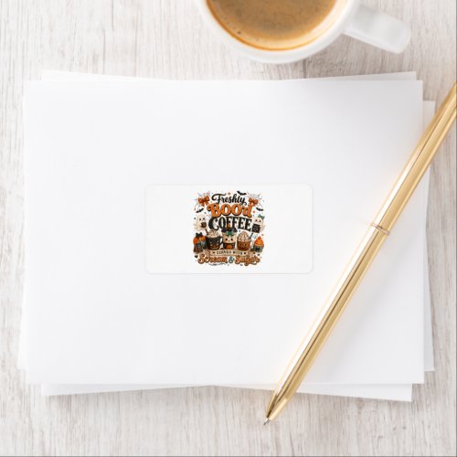 Cute Spooky Ghost Coffee Lover Halloween Label