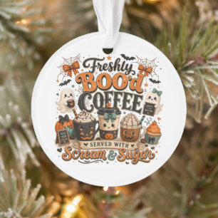 Cute Spooky Ghost Coffee Lover Halloween Ornament