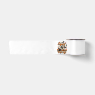 Cute Spooky Ghost Coffee Lover Halloween Satin Ribbon