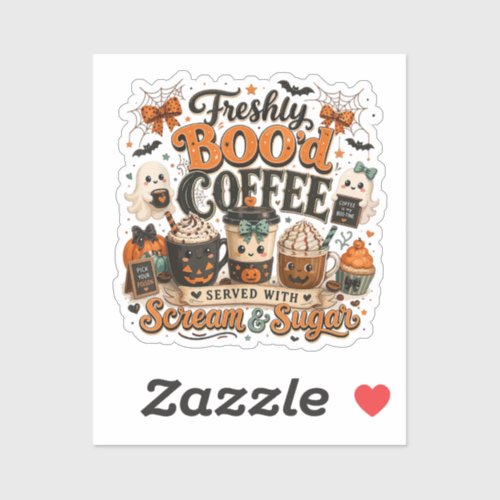 Cute Spooky Ghost Coffee Lover Halloween Sticker