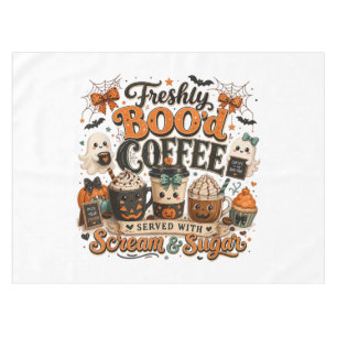 Cute Spooky Ghost Coffee Lover Halloween Tablecloth