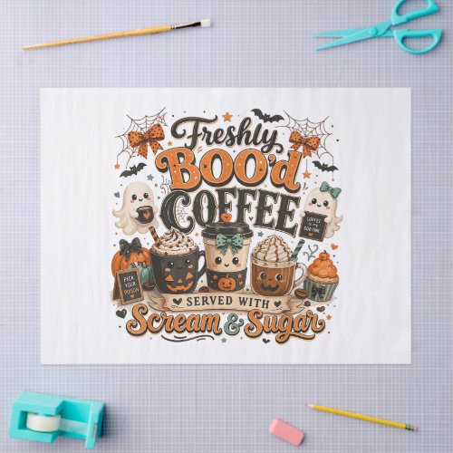 Cute Spooky Ghost Coffee Lover Halloween Tissue Paper