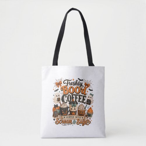 Cute Spooky Ghost Coffee Lover Halloween Tote Bag