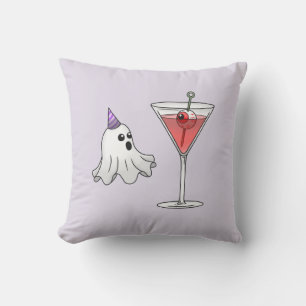 Cute Spooky Ghost & Creepy Cocktail Throw Pillow