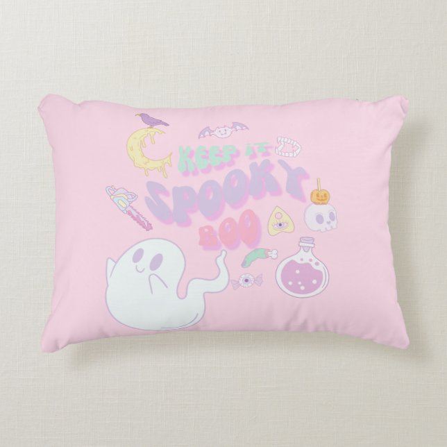 Cute Spooky Ghost & Gang Pastel Halloween Accent Pillow (Front)