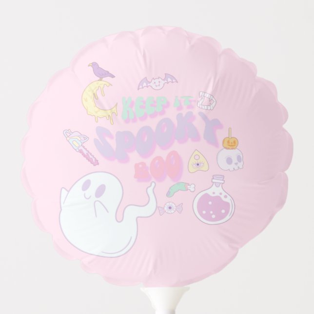 Cute Spooky Ghost & Gang Pastel Halloween Balloon (Front)