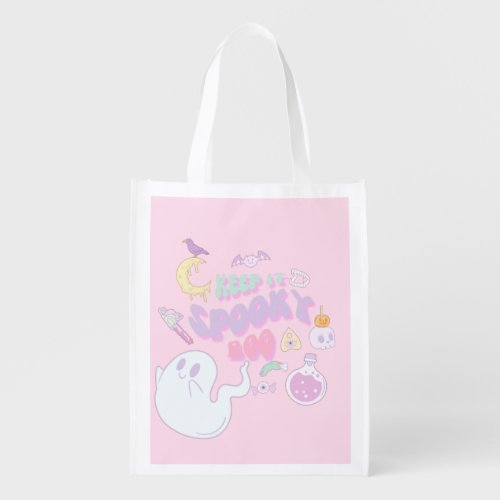 Cute Spooky Ghost  Gang Pastel Halloween Grocery Bag