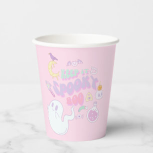 Cute Spooky Ghost & Gang Pastel Halloween Paper Cups