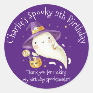 Cute Spooky Ghost Halloween Boy or Girl Birthday Classic Round Sticker