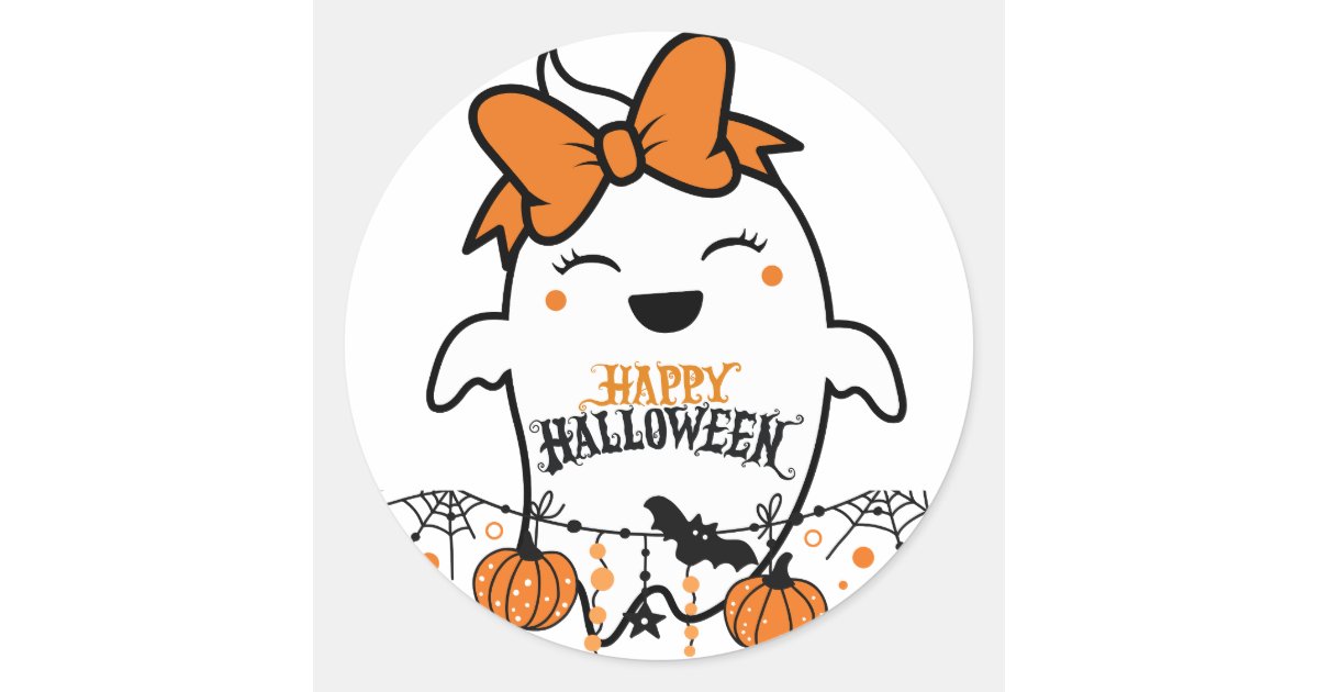 Cute Spooky Ghost Halloween Hoodie Classic Round Sticker | Zazzle