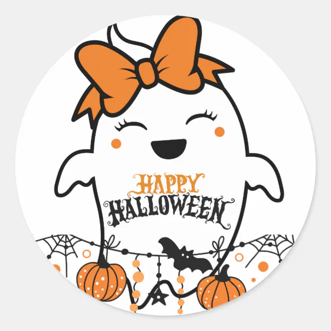Cute Spooky Ghost Halloween Hoodie Classic Round Sticker | Zazzle
