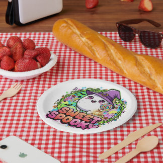 Cute Spooky Ghost Halloween Kids Birthday Party Pa Paper Plates