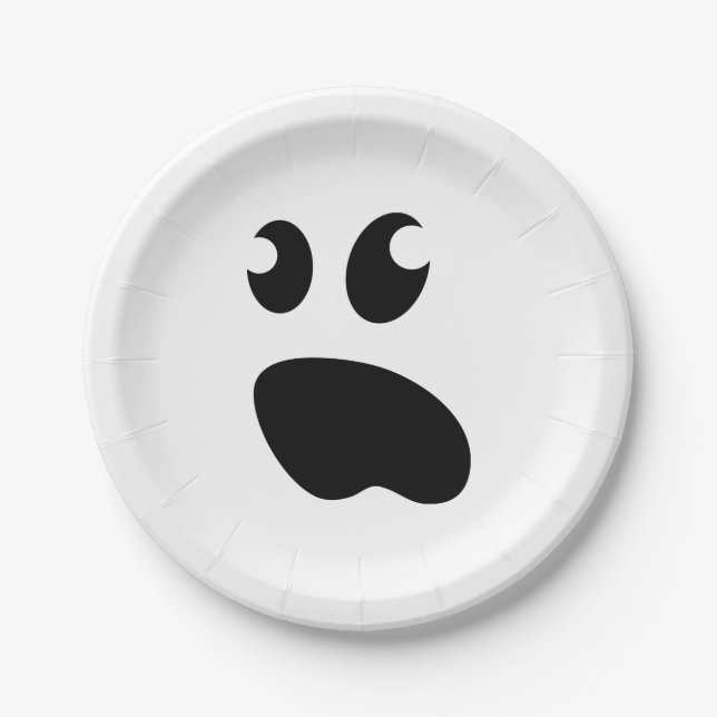 Cute spooky ghost Halloween party paper plates (Front)