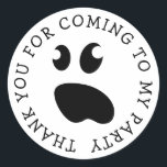 Cute spooky ghost kid's Halloween Birthday party Classic Round Sticker<br><div class="desc">Cute spooky ghost kid's Halloween Birthday party stickers. Funny thank you for coming to my party stickers and envelope sealers. Personalized round stickers for kids and adults. Scary cartoon monster face design with rounded text. Customizable background color. Also nice for thank you favors or as envelope seals to say thanks...</div>